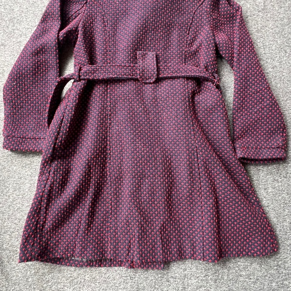 Angie Woven Embroidered Wool Blend Double Breasted Belted Pea Coat Navy/Red Sz M - Picture 8 of 13